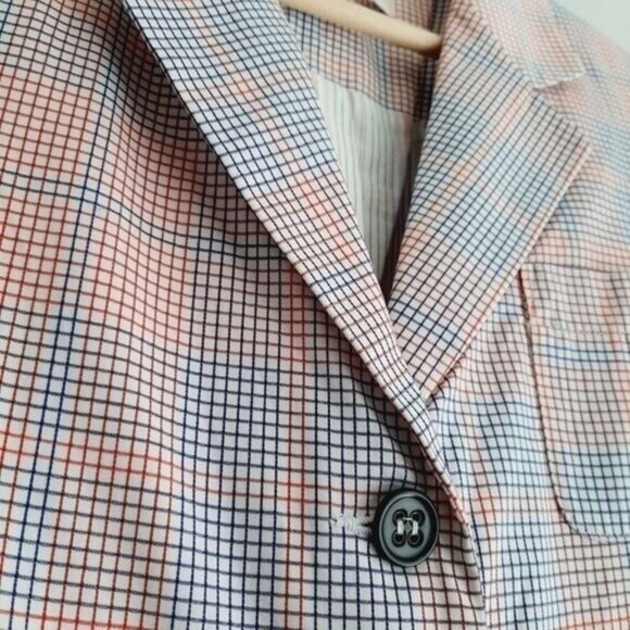 SESSÙN Blazer Jacket Checkered Grid Pattern Floral Cuffs Sz S - Picture 7 of 13